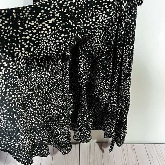 Max Studio Black Cream Pink Wrap Ruffle Maxi Dress - Picture 4 of 9